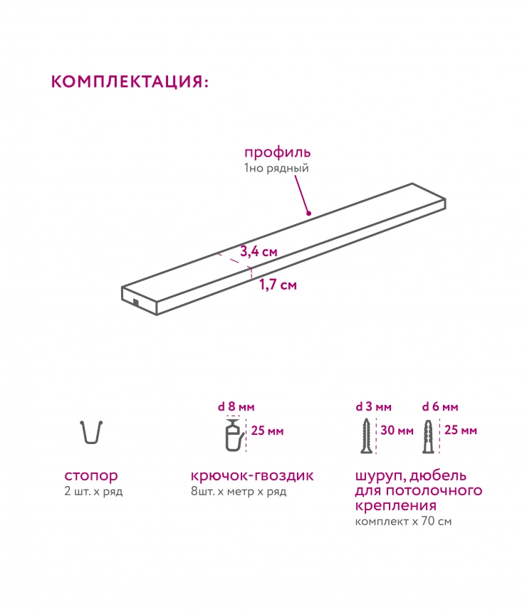 Карниз потолочный 1 рядный